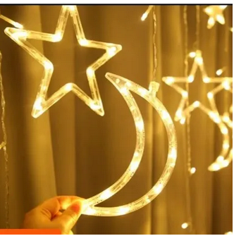 Moon Star LED Fairy Light for Curtains- 16 feet, 3 Moon, 3 Star, 6 Small Star